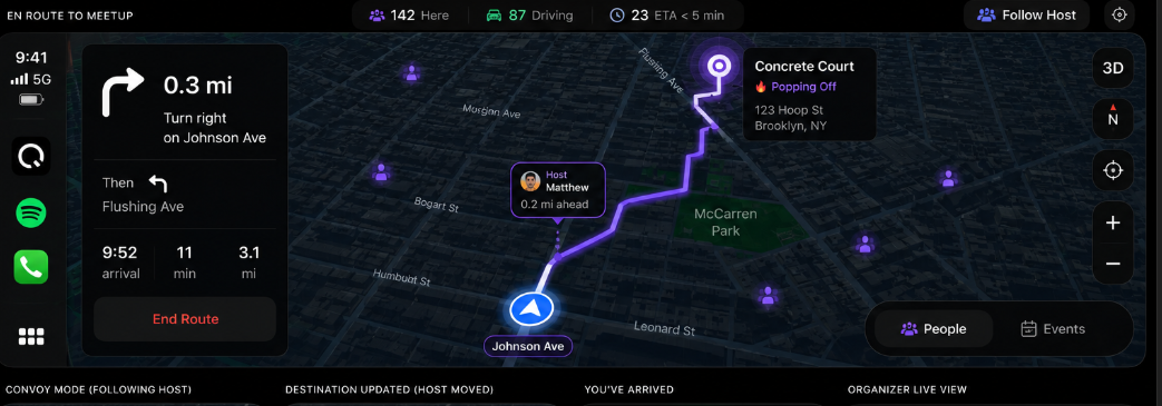 Qone convoy navigation on CarPlay